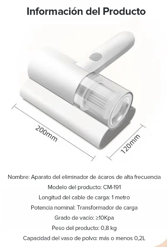 Aspiradora Portátil Colchón Anti-Ácaros